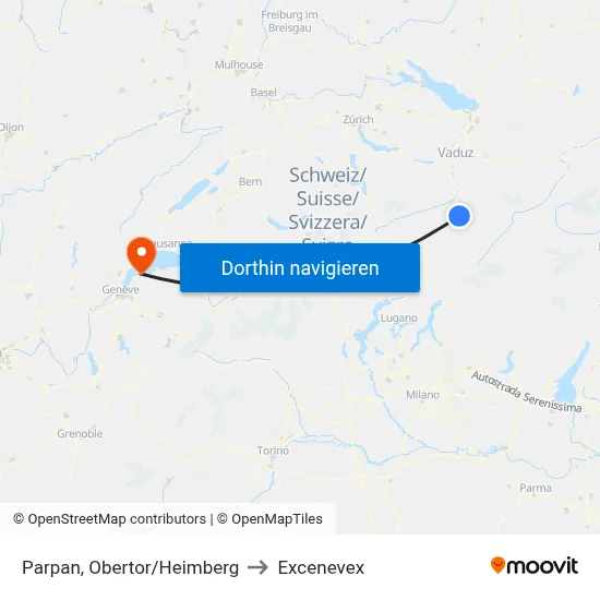 Parpan, Obertor/Heimberg to Excenevex map