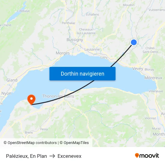 Palézieux, En Plan to Excenevex map