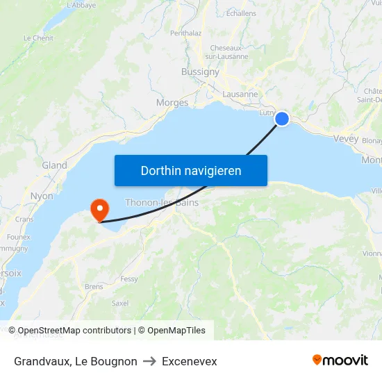 Grandvaux, Le Bougnon to Excenevex map