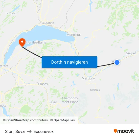 Sion, Suva to Excenevex map