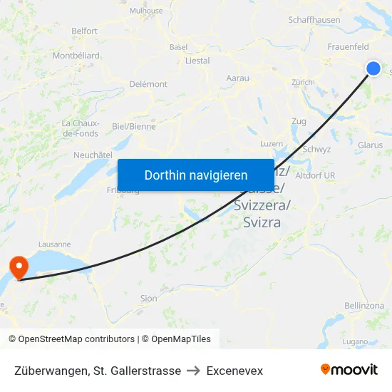 Züberwangen, St. Gallerstrasse to Excenevex map