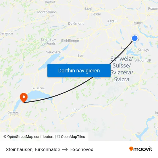 Steinhausen, Birkenhalde to Excenevex map