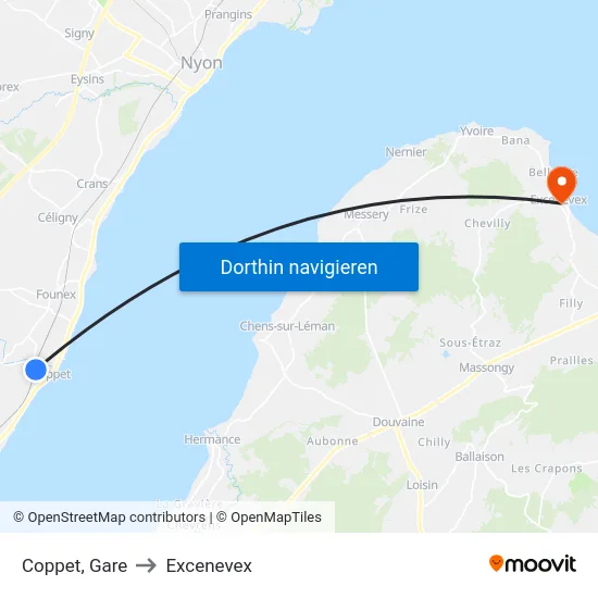 Coppet, Gare to Excenevex map