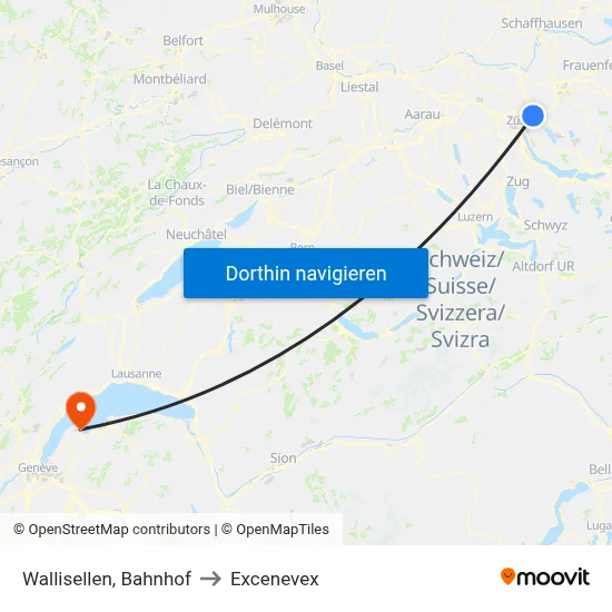 Wallisellen, Bahnhof to Excenevex map