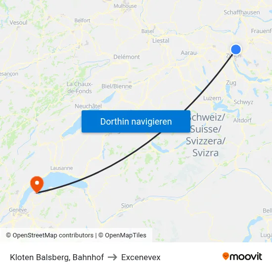 Kloten Balsberg, Bahnhof to Excenevex map