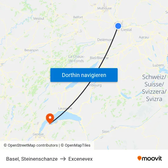 Basel, Steinenschanze to Excenevex map
