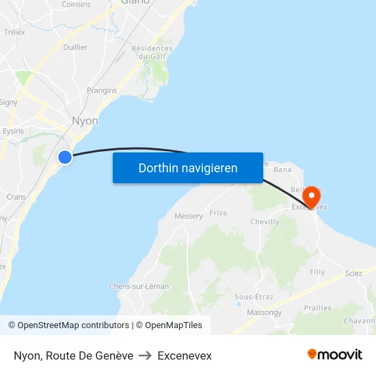 Nyon, Route De Genève to Excenevex map