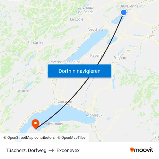 Tüscherz, Dorfweg to Excenevex map