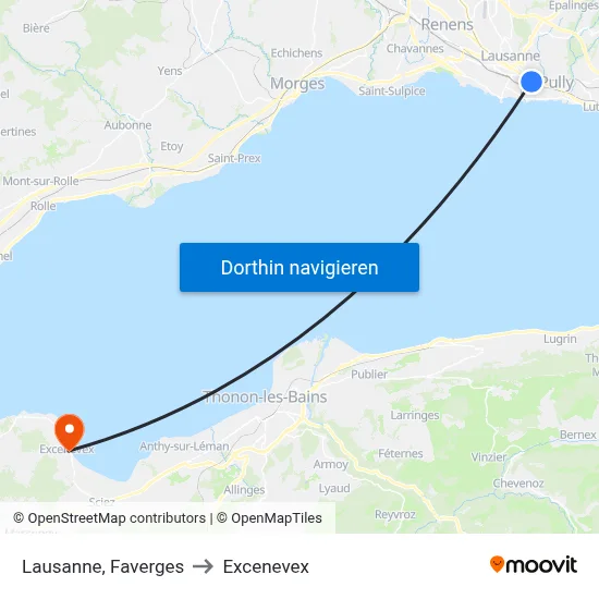 Lausanne, Faverges to Excenevex map