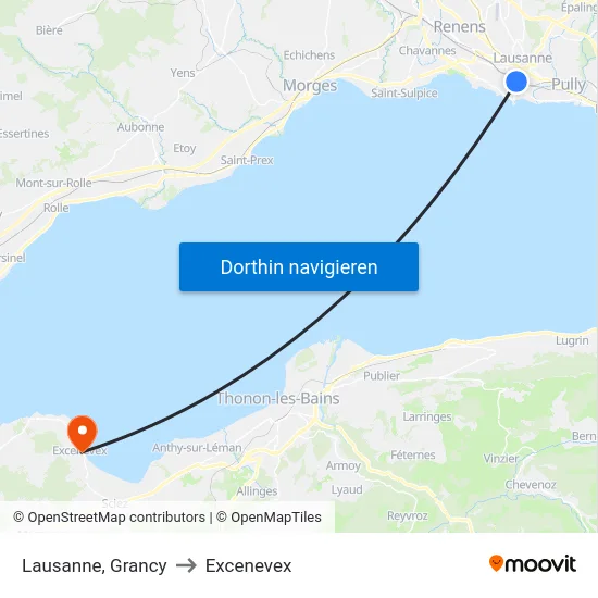 Lausanne, Grancy to Excenevex map
