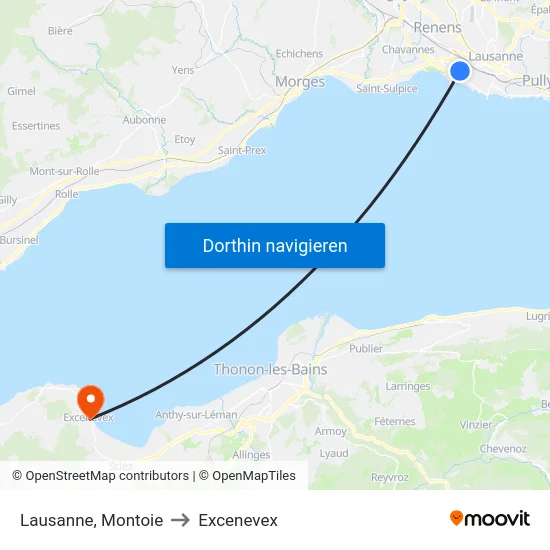 Lausanne, Montoie to Excenevex map