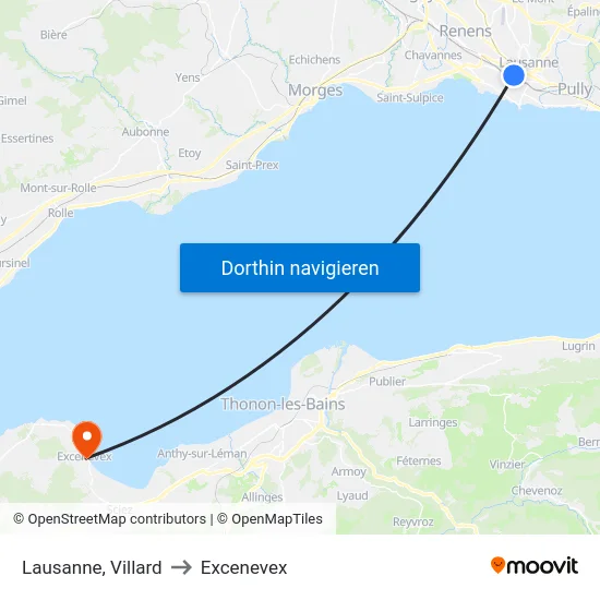 Lausanne, Villard to Excenevex map