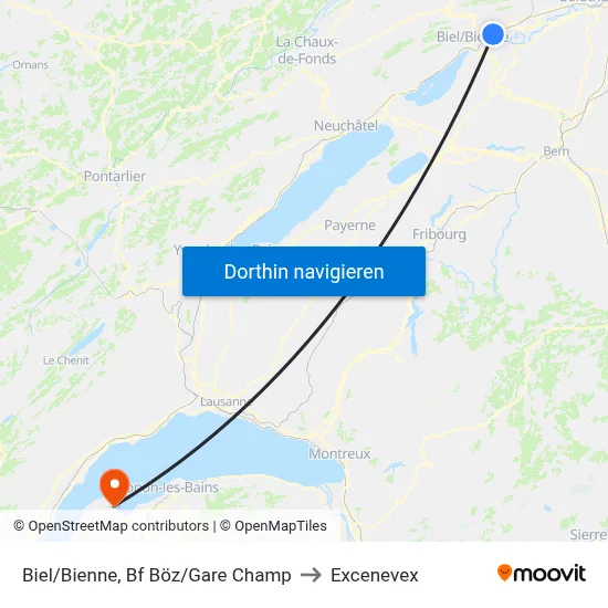 Biel/Bienne, Bf Böz/Gare Champ to Excenevex map