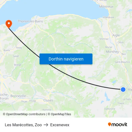 Les Marécottes, Zoo to Excenevex map