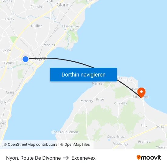 Nyon, Route De Divonne to Excenevex map