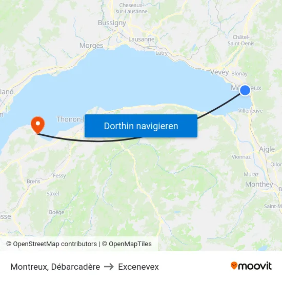 Montreux, Débarcadère to Excenevex map