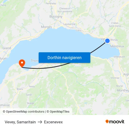 Vevey, Samaritain to Excenevex map