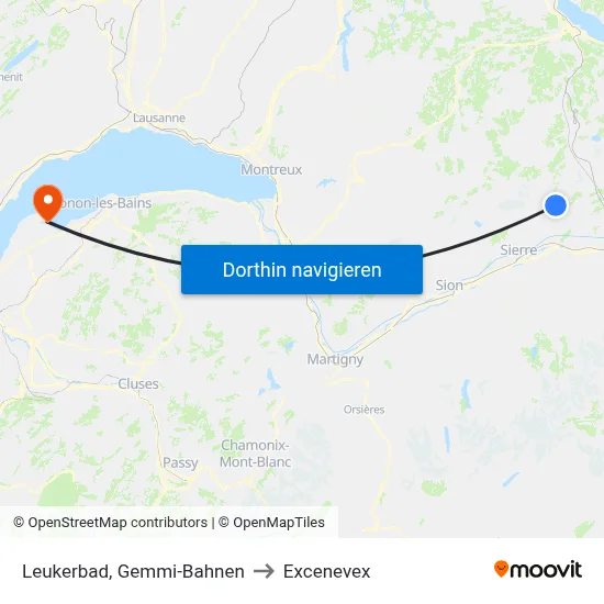 Leukerbad, Gemmi-Bahnen to Excenevex map