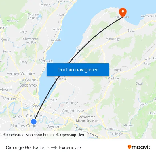 Carouge Ge, Battelle to Excenevex map