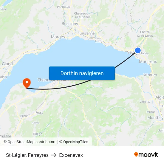 St-Légier, Ferreyres to Excenevex map