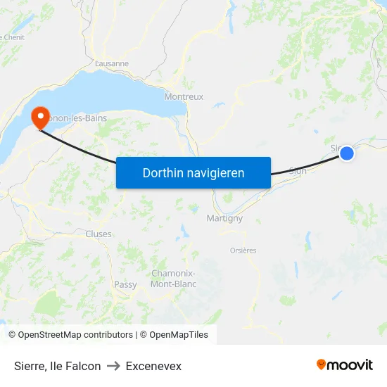 Sierre, Ile Falcon to Excenevex map