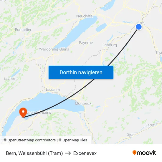 Bern, Weissenbühl (Tram) to Excenevex map