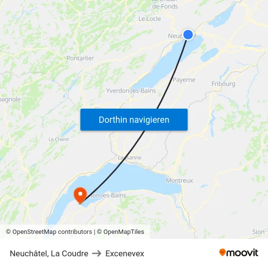 Neuchâtel, La Coudre to Excenevex map