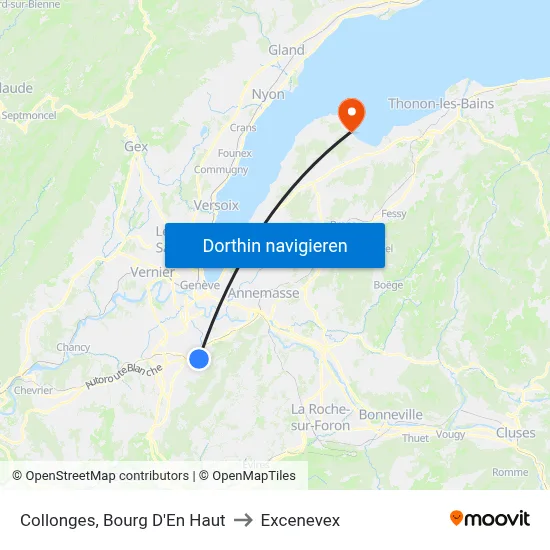 Collonges, Bourg D'En Haut to Excenevex map