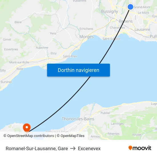 Romanel-Sur-Lausanne, Gare to Excenevex map