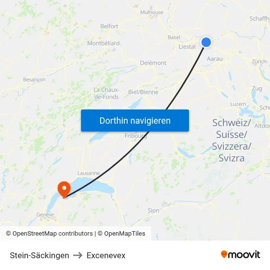 Stein-Säckingen to Excenevex map