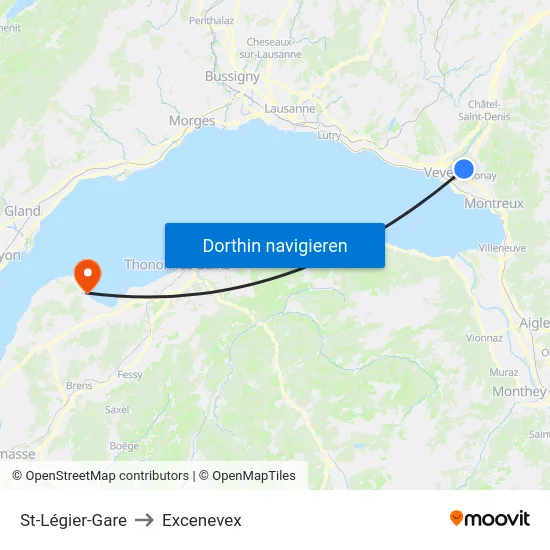 St-Légier-Gare to Excenevex map