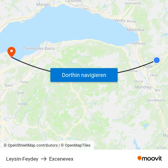 Leysin-Feydey to Excenevex map