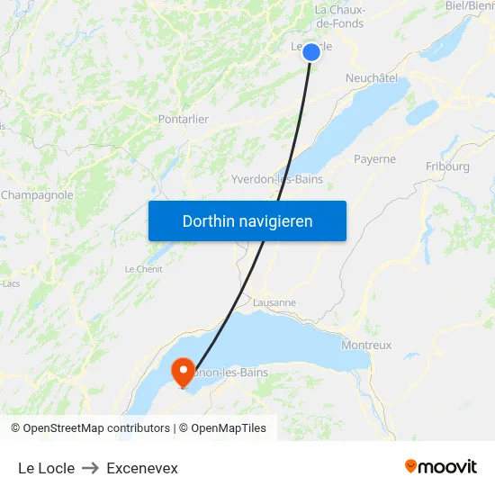 Le Locle to Excenevex map
