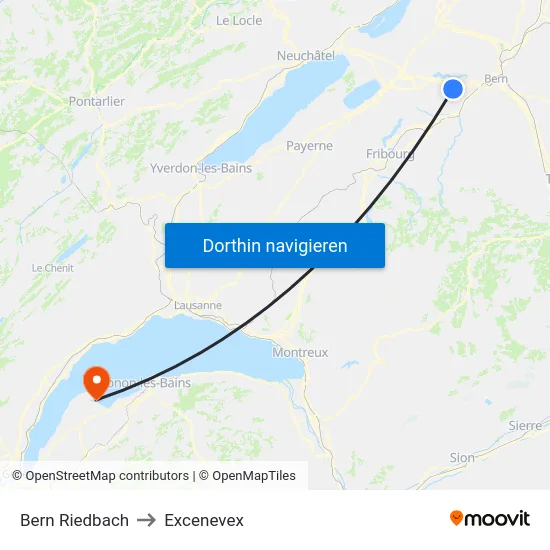 Bern Riedbach to Excenevex map
