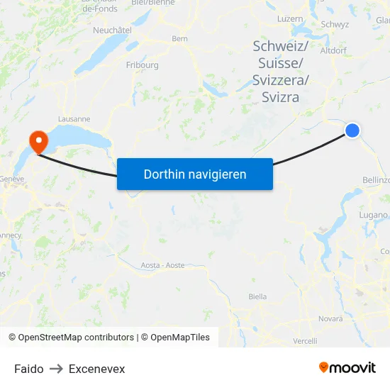 Faido to Excenevex map