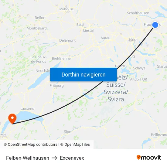 Felben-Wellhausen to Excenevex map