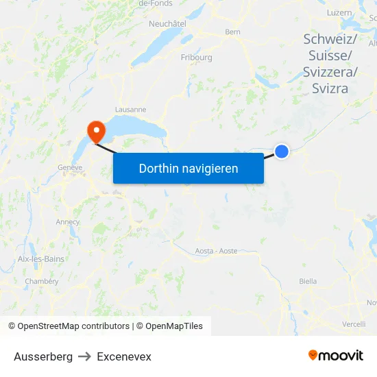 Ausserberg to Excenevex map