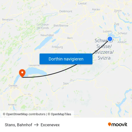 Stans, Bahnhof to Excenevex map
