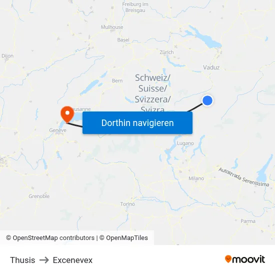 Thusis to Excenevex map