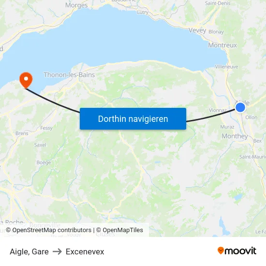 Aigle, Marjolin to Excenevex map