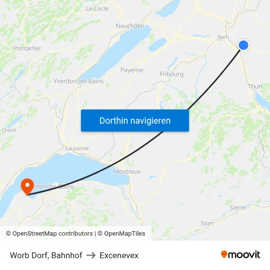 Worb Dorf, Bahnhof to Excenevex map