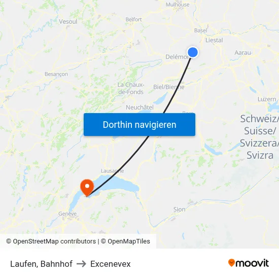 Laufen, Bahnhof to Excenevex map