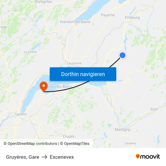 Gruyères, Gare to Excenevex map