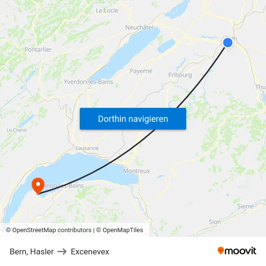 Bern, Hasler to Excenevex map