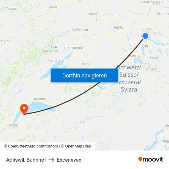Adliswil, Bahnhof to Excenevex map