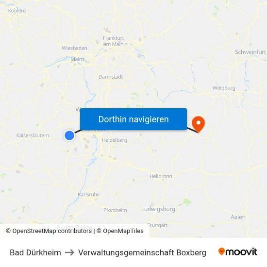 Bad Dürkheim to Verwaltungsgemeinschaft Boxberg map