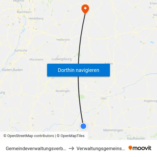 Gemeindeverwaltungsverband Bad Buchau to Verwaltungsgemeinschaft Boxberg map