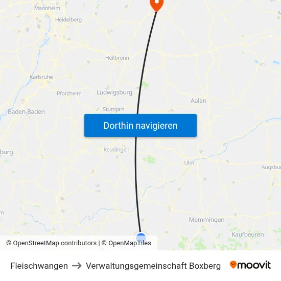 Fleischwangen to Verwaltungsgemeinschaft Boxberg map