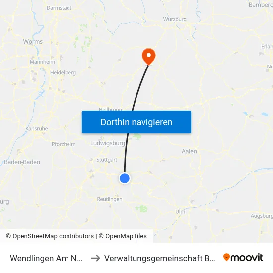 Wendlingen Am Neckar to Verwaltungsgemeinschaft Boxberg map