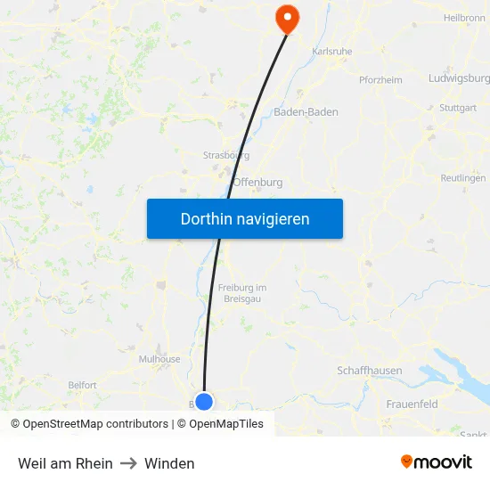 Weil am Rhein to Winden map
